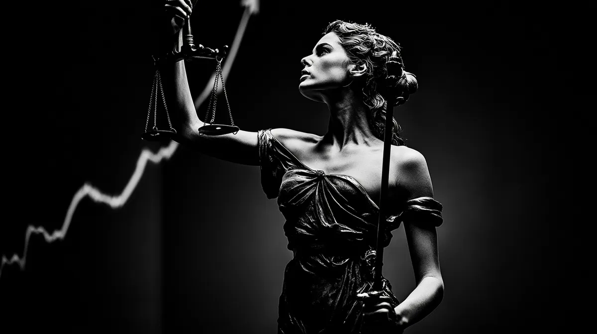 Lady Justice with a rising growth curve